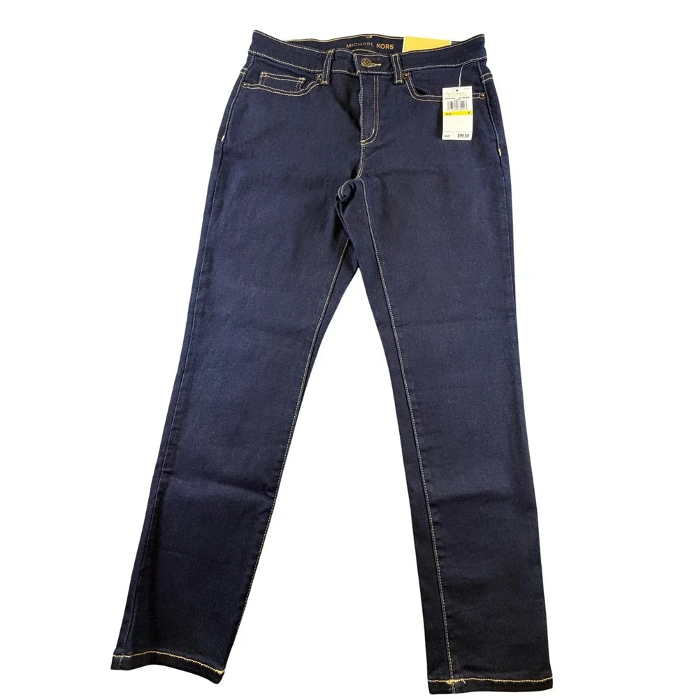Michael Kors Izzy Cropped Skinny Jeans Dark Rinse Wash QH99AD96NB Mens 4